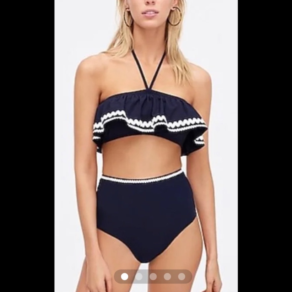NWT J crew navy blue two piece swimsuit